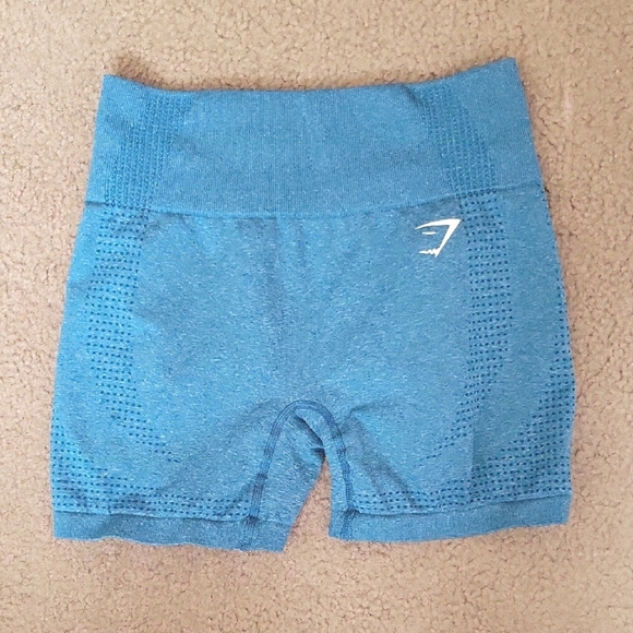 Gymshark Womens Blue Vital Compression Fit Biker Shorts - Picture 1 of 4
